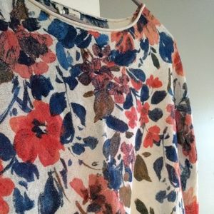 Anthropologie Florette Floral knit Poncho sweater